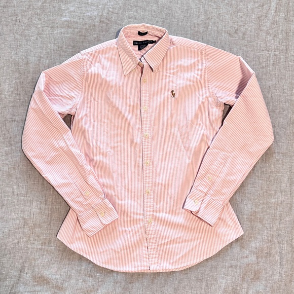 Ralph Lauren Pink Oxford Striped Shirt - Picture 2 of 9